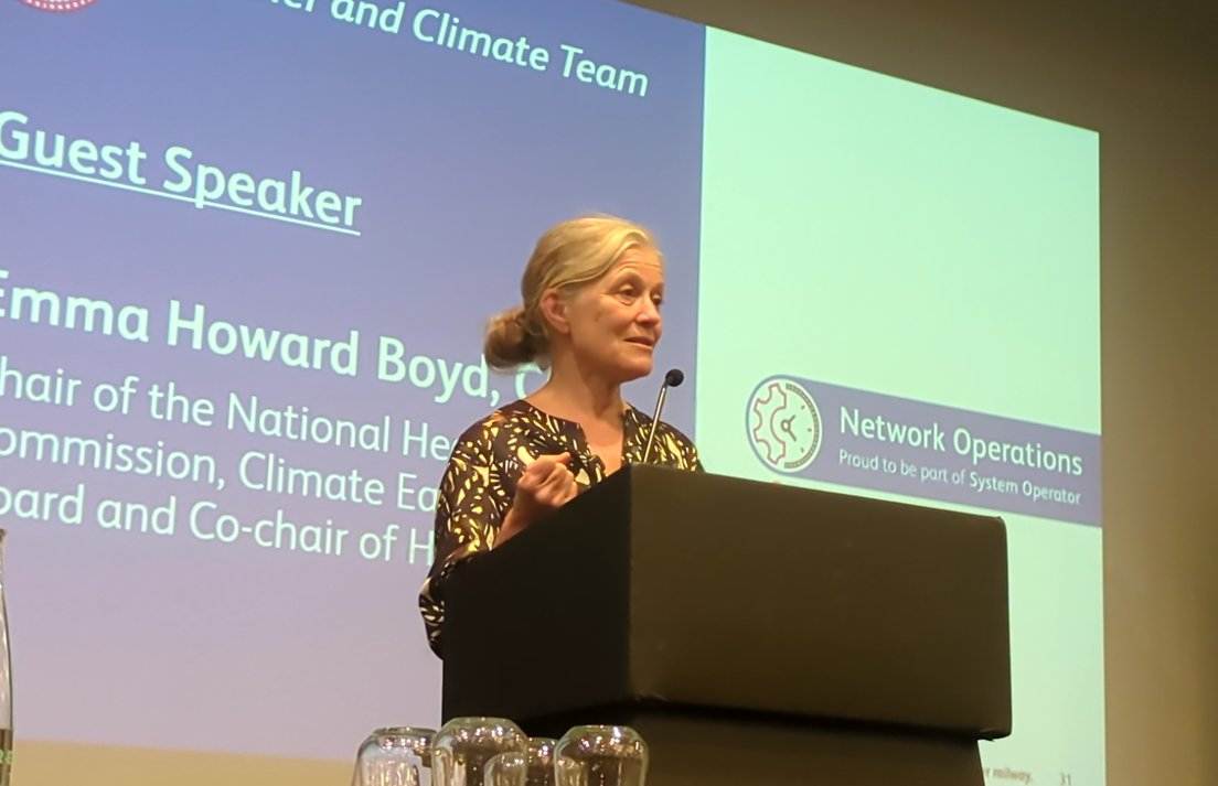 Emma Howard Boyd speaking at the Network Rail Weather and Climate Conference in Birmingham, May 2026.